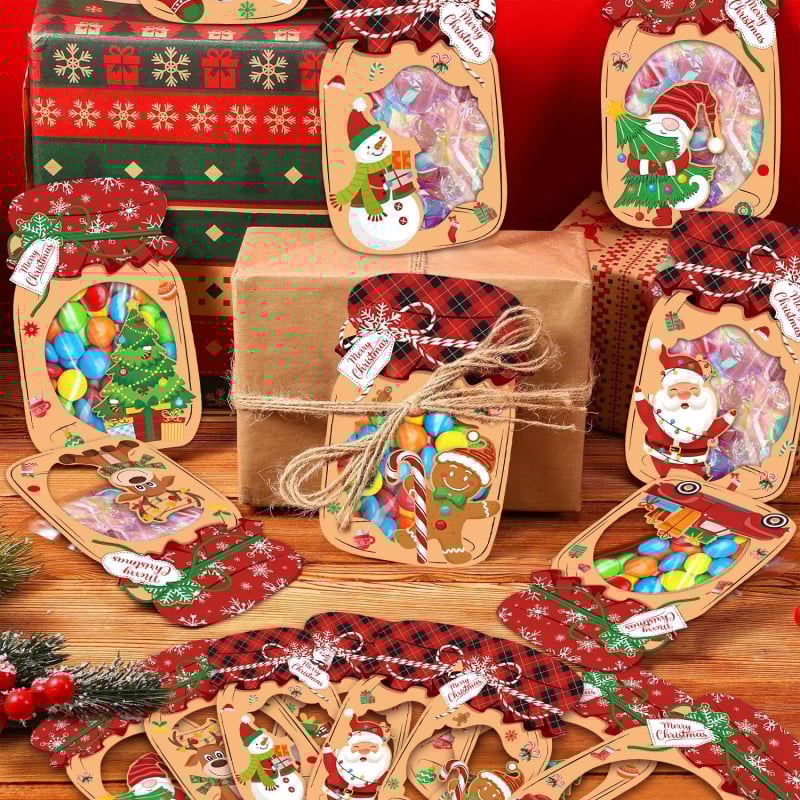 DIY vianočná kartička v mason pohári pre deti — Ručne vyrobená, Ziplock balenie, Materiál: Papier, Kód produktu Year-202507010, Téma: Vianoce