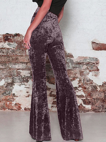 Ženske casual hlače, srednje podizanje struka, blago šireći kroj, poliester, završna obrada Gold diamond velvet