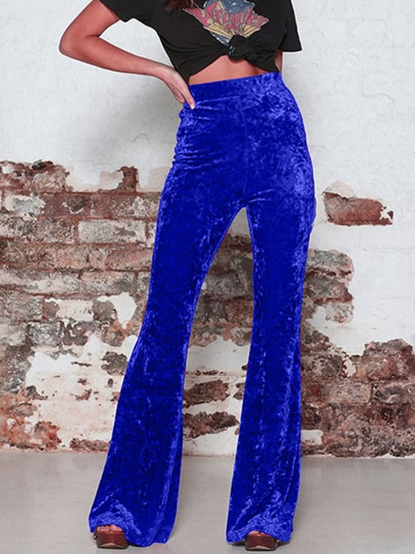 Ženske casual hlače, srednje podizanje struka, blago šireći kroj, poliester, završna obrada Gold diamond velvet