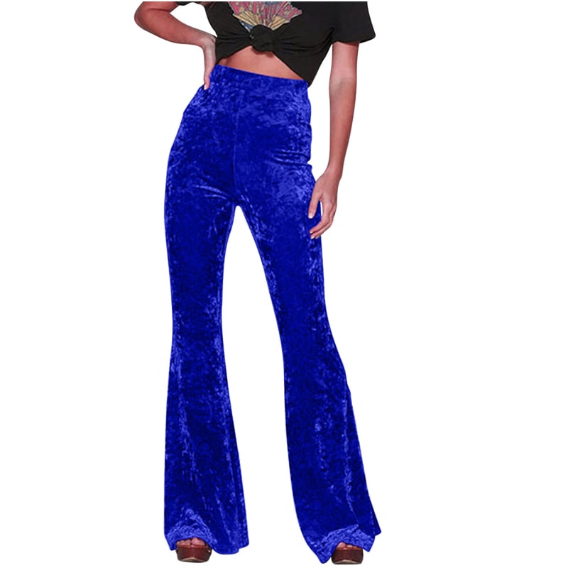 Ženske casual hlače, srednje podizanje struka, blago šireći kroj, poliester, završna obrada Gold diamond velvet