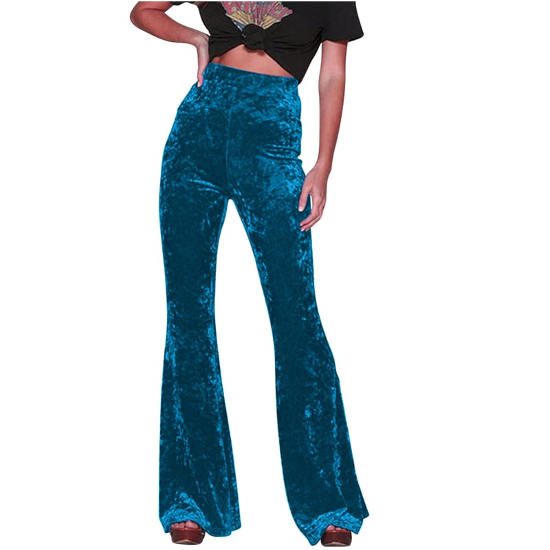 Ženske casual hlače, srednje podizanje struka, blago šireći kroj, poliester, završna obrada Gold diamond velvet