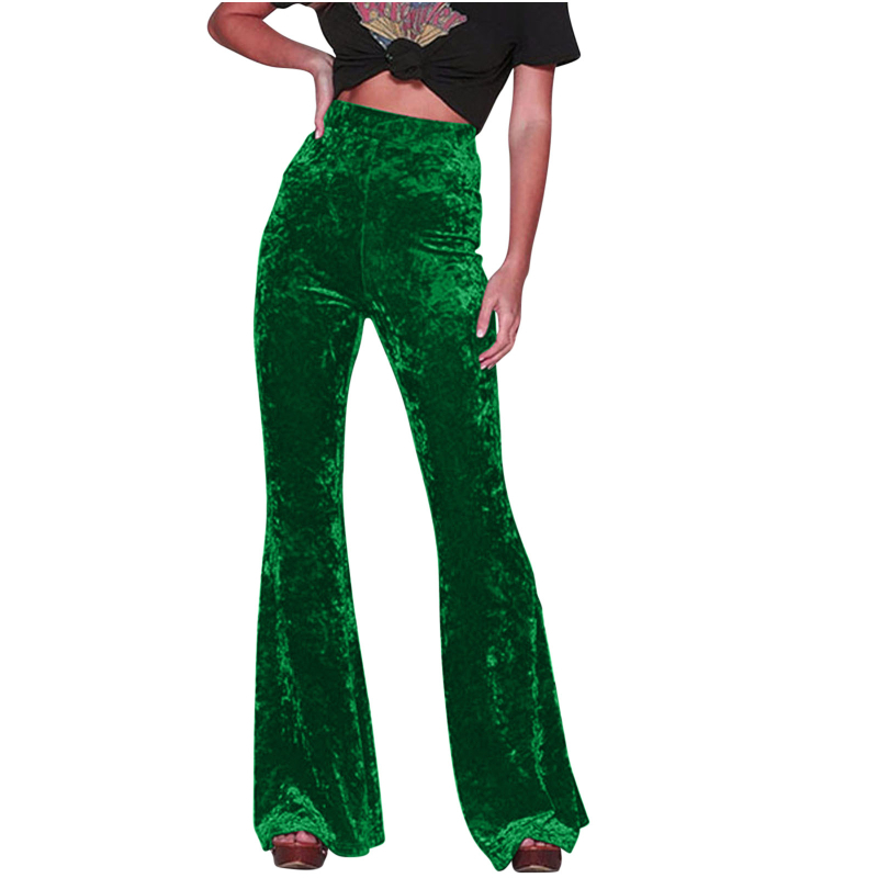 Ženske casual hlače, srednje podizanje struka, blago šireći kroj, poliester, završna obrada Gold diamond velvet