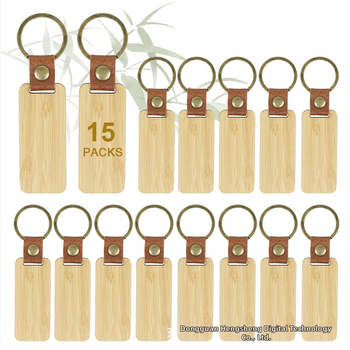 Puidust võtmehoidja laseriga graveeritud QR-koodiga, hiina- ja inglise keele kahekõne, mudel 009, DIY kingitus