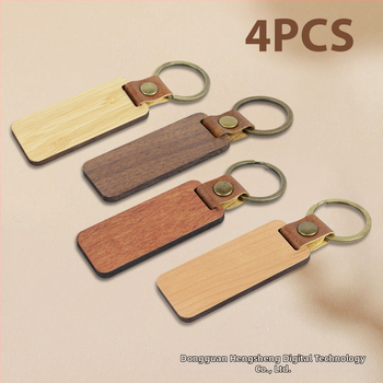 Puidust võtmehoidja laseriga graveeritud QR-koodiga, hiina- ja inglise keele kahekõne, mudel 009, DIY kingitus