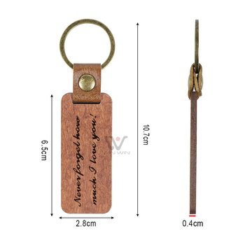 Puidust võtmehoidja laseriga graveeritud QR-koodiga, hiina- ja inglise keele kahekõne, mudel 009, DIY kingitus