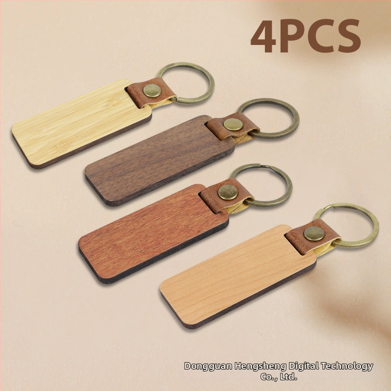 Drevený kľúčenok s laserovo gravírovaným QR kódom, čínsko-anglické dvojjazyčné, Model 009, DIY darček