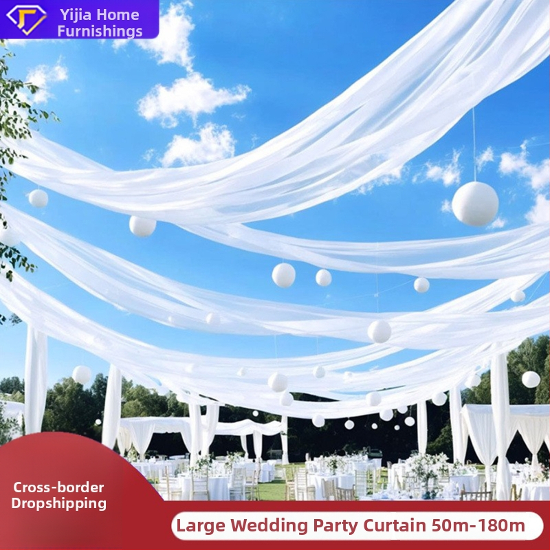 Sieťová závesová kulisa pre vonkajšiu svadbu, pletená polyesterová látka, bez loga