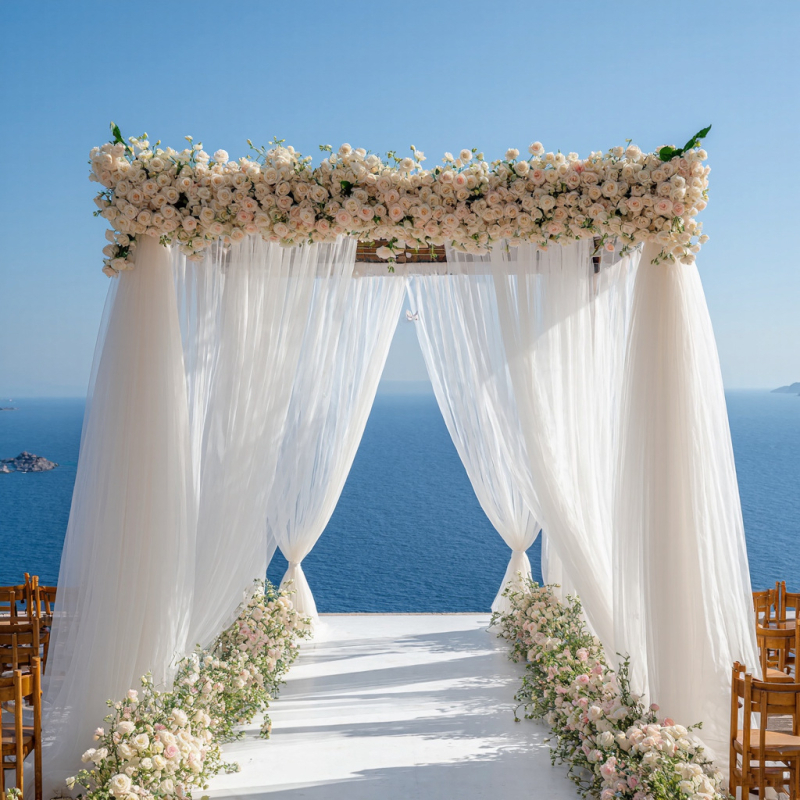 Sieťová závesová kulisa pre vonkajšiu svadbu, pletená polyesterová látka, bez loga