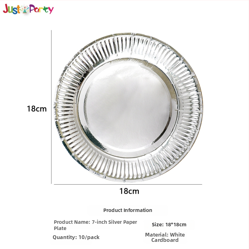 Jednorázové papierové taniere a poháre s motívom zlatého a strieborného lesku — papierový materiál, hrúbka 300 g, guľatý tvar, potlačené logo