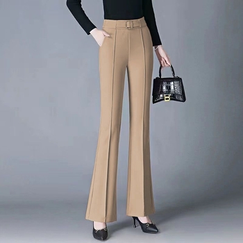 Nohavice na kostým s vysokým pásom, rovný strih, z polyesteru s potlačou a mikroelastickosťou