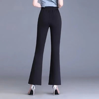 Nohavice na kostým s vysokým pásom, rovný strih, z polyesteru s potlačou a mikroelastickosťou