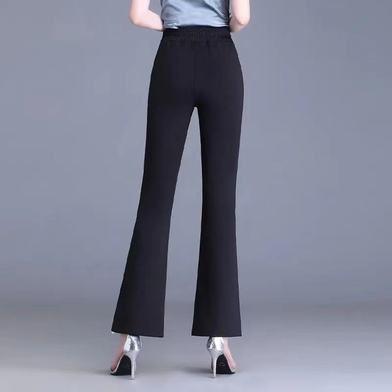 Nohavice na kostým s vysokým pásom, rovný strih, z polyesteru s potlačou a mikroelastickosťou