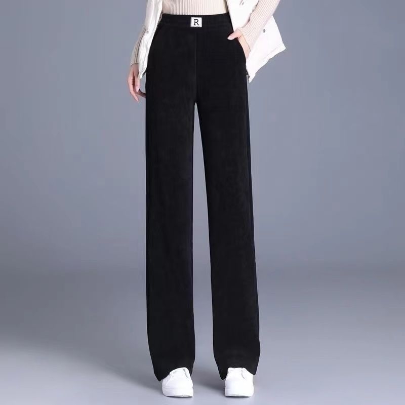 Nohavice na kostým s vysokým pásom, rovný strih, z polyesteru s potlačou a mikroelastickosťou