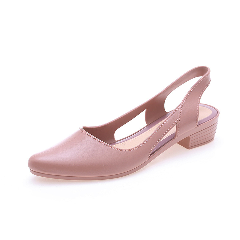 Moterų mados sandalai - kasdienis stilius, PVC viršus, PVC padas, smailus pirštas, injektuotas padas