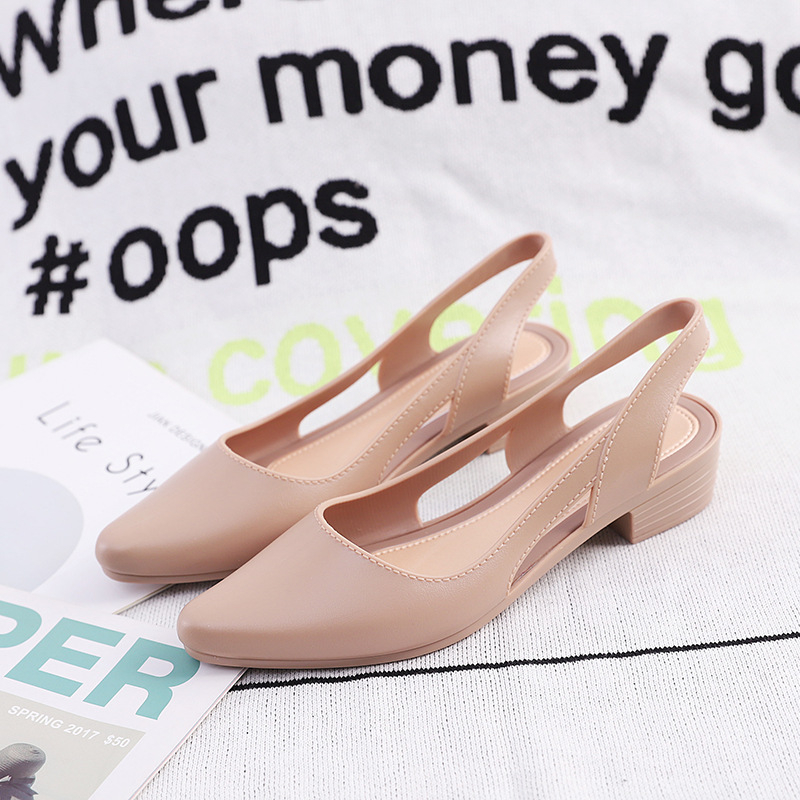 Moterų mados sandalai - kasdienis stilius, PVC viršus, PVC padas, smailus pirštas, injektuotas padas