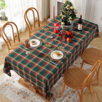 Ορθογώνιο τραπεζομάντιλο τραπεζιού, 80% βαμβάκι, 20% άλλες ίνες, γεωμετρικό τετράγωνο μοτίο