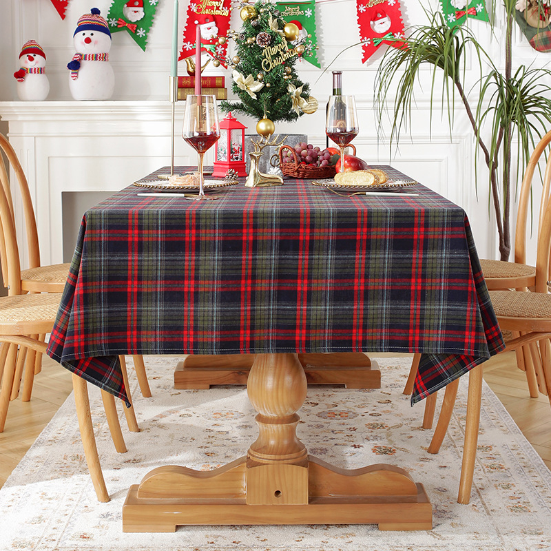 Ορθογώνιο τραπεζομάντιλο τραπεζιού, 80% βαμβάκι, 20% άλλες ίνες, γεωμετρικό τετράγωνο μοτίο