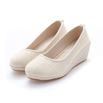 Moterų batai su kvadratine nosimi, kanapių viršutine dalimi, plokščiu kulnu, elastine užsegimu, vidpadis iš medvilnės