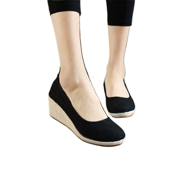 Moterų batai su kvadratine nosimi, kanapių viršutine dalimi, plokščiu kulnu, elastine užsegimu, vidpadis iš medvilnės