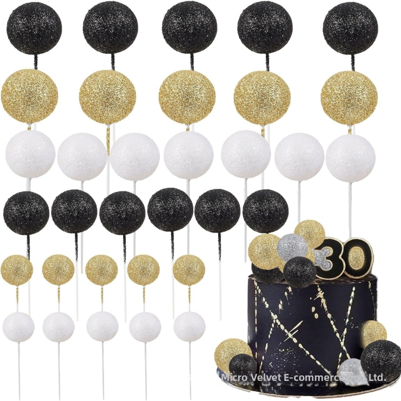 24 kusov trblietavých guličiek na ozdobu cupcakes, DIY — baby shower, svadba, výročie, párty