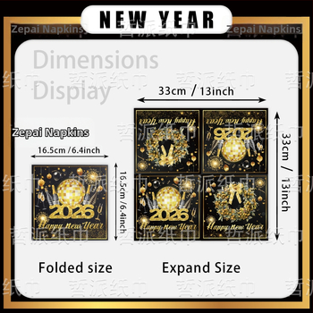 Party servítky – dvojvrstvové s motívom veniec a šampaňské k Novému roku, 20 listov, virgin celulóza, potlačené logo, prvotriedna kvalita