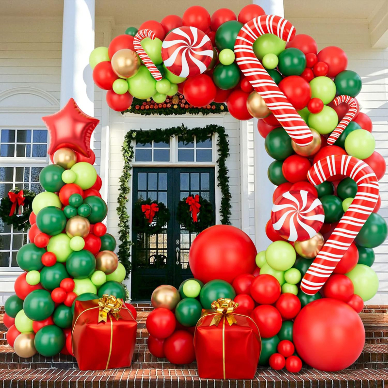 Božićni aluminijski balon luk komplet, 144 komada, dekorativni baloni, Zhonghe