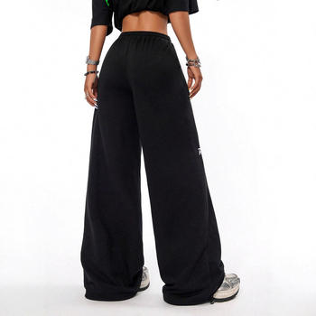 Дамски карго панталони с широки крачоли, средна талия, дълги, 95% полиестер, без намачкване, леко еластични