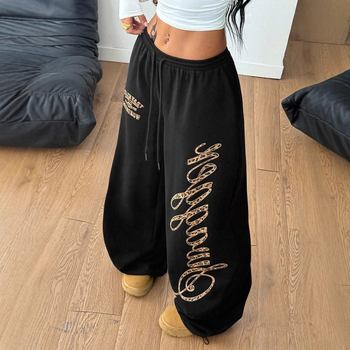 Дамски карго панталони с широки крачоли, средна талия, дълги, 95% полиестер, без намачкване, леко еластични