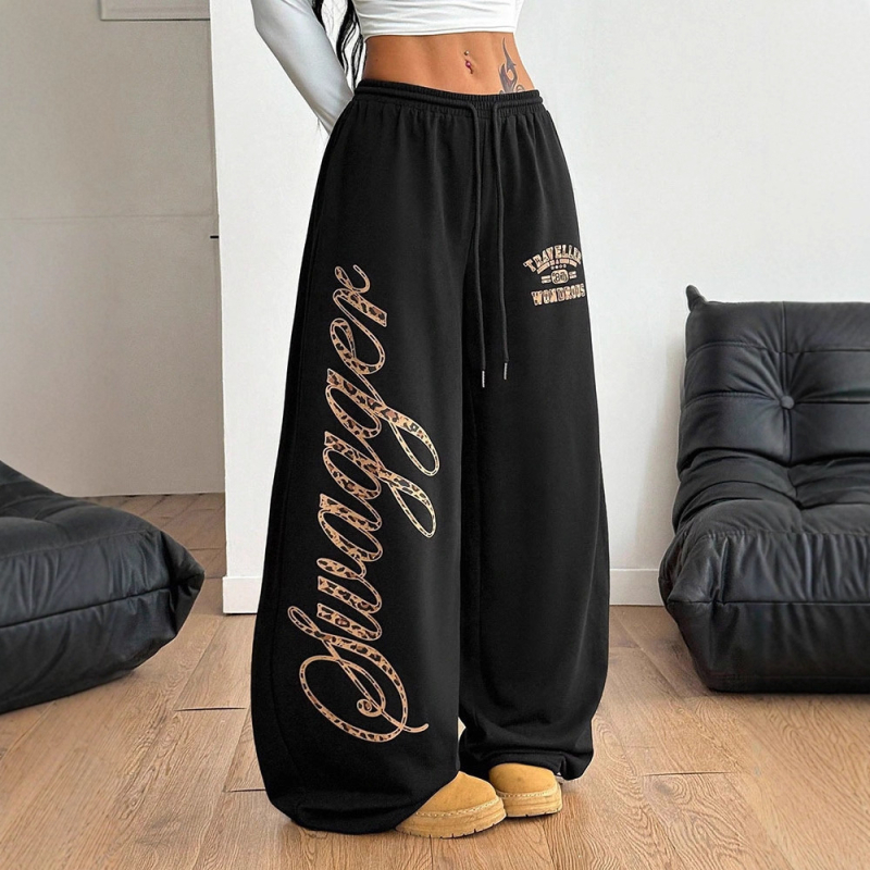 Дамски карго панталони с широки крачоли, средна талия, дълги, 95% полиестер, без намачкване, леко еластични