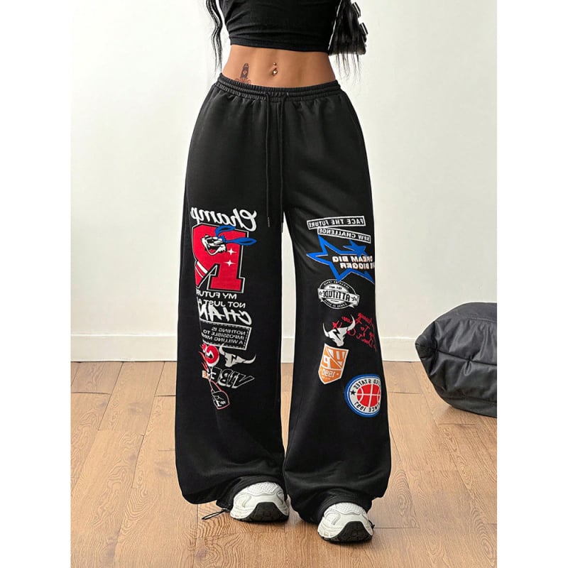 Дамски карго панталони с широки крачоли, средна талия, дълги, 95% полиестер, без намачкване, леко еластични