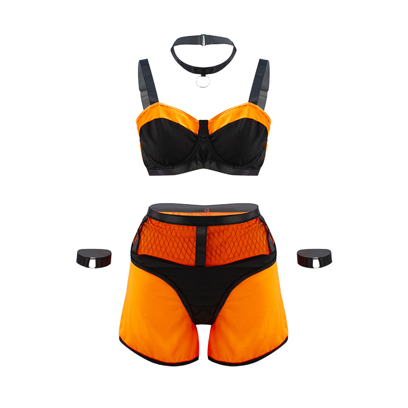 Seksualus tinklinis pižamos komplektas moterims su šortelėmis, Milk Silk audinys, poliesteris