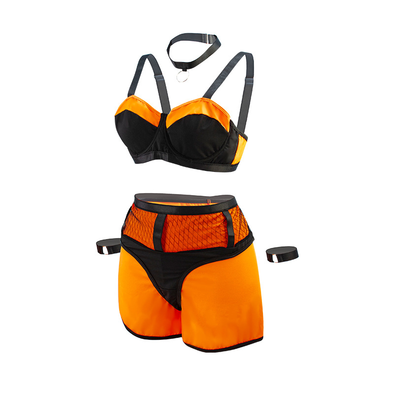 Seksualus tinklinis pižamos komplektas moterims su šortelėmis, Milk Silk audinys, poliesteris