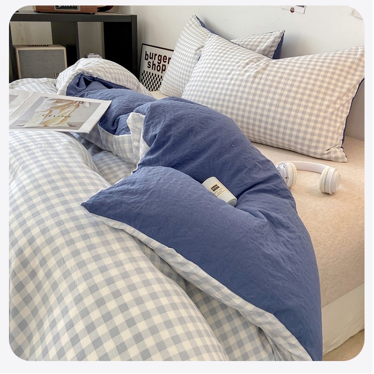 Памучна покривка за завивка с каре, измивана, за легла в общежитие | Hengge home textiles