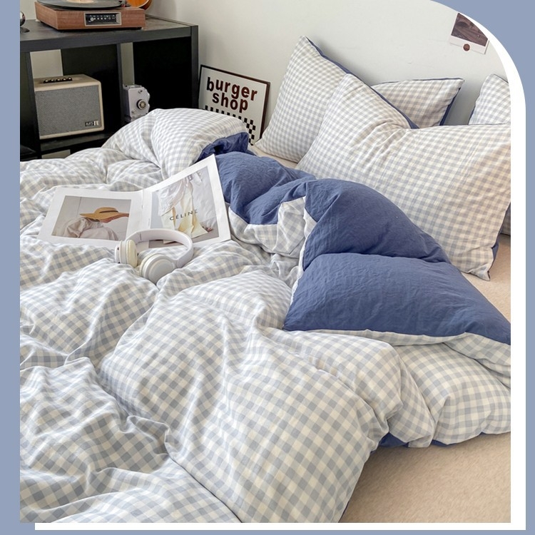 Памучна покривка за завивка с каре, измивана, за легла в общежитие | Hengge home textiles