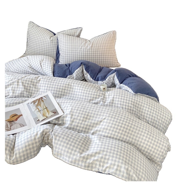 Памучна покривка за завивка с каре, измивана, за легла в общежитие | Hengge home textiles