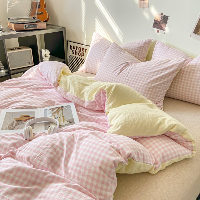 Памучна покривка за завивка с каре, измивана, за легла в общежитие | Hengge home textiles