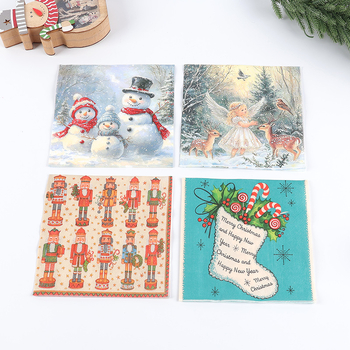 Dvouvrstvová servítka z virgin pulp – 20 listov v balení, s logom, bez vône, prémiovej kvality, 70 g, Vianočný vzor