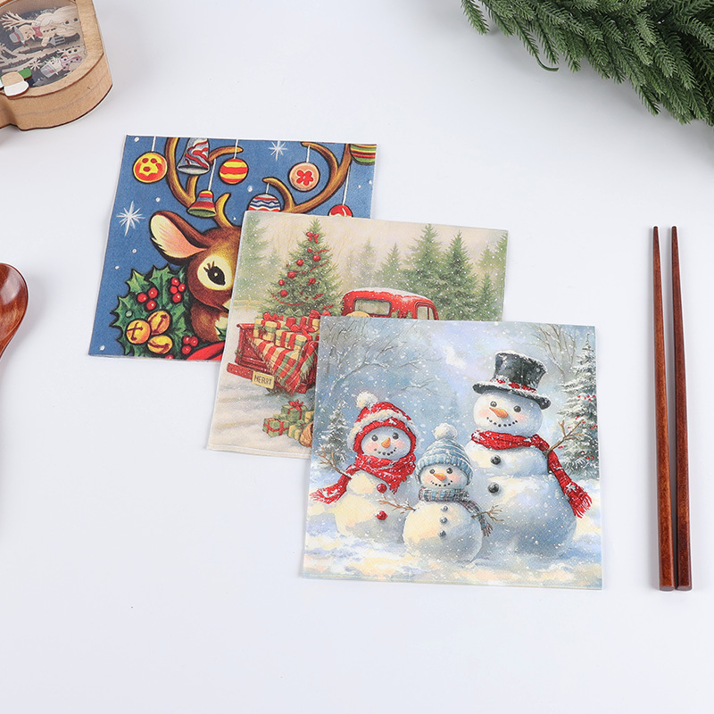 Dvouvrstvová servítka z virgin pulp – 20 listov v balení, s logom, bez vône, prémiovej kvality, 70 g, Vianočný vzor