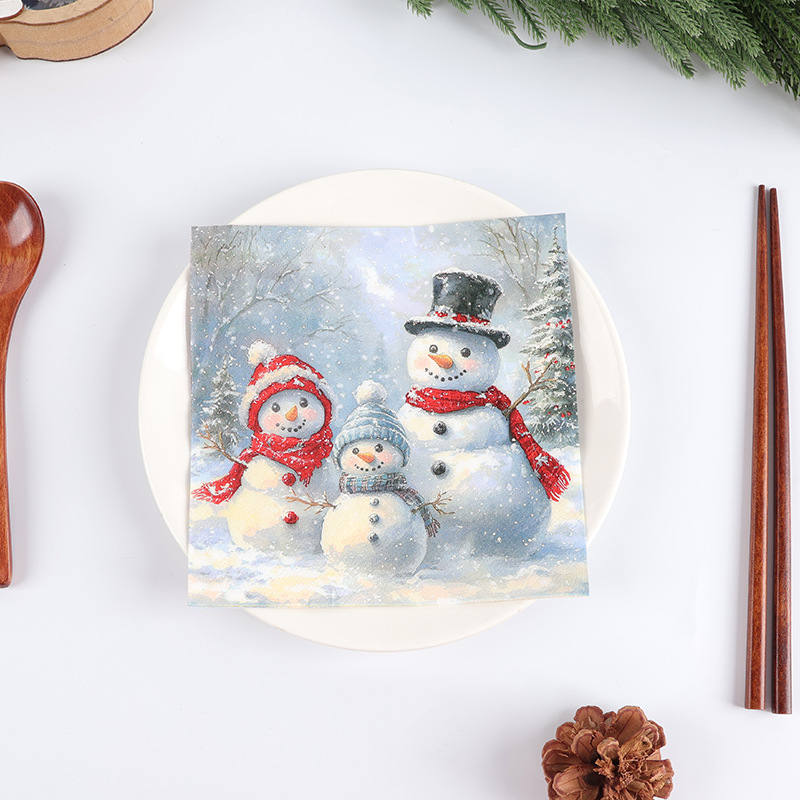 Dvouvrstvová servítka z virgin pulp – 20 listov v balení, s logom, bez vône, prémiovej kvality, 70 g, Vianočný vzor