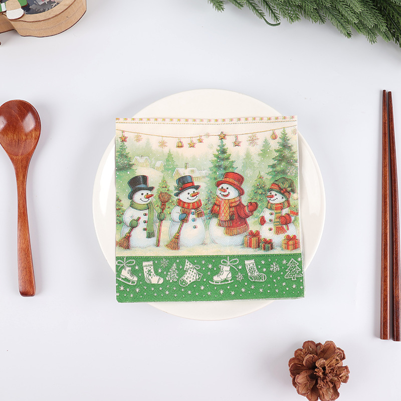 Dvouvrstvová servítka z virgin pulp – 20 listov v balení, s logom, bez vône, prémiovej kvality, 70 g, Vianočný vzor