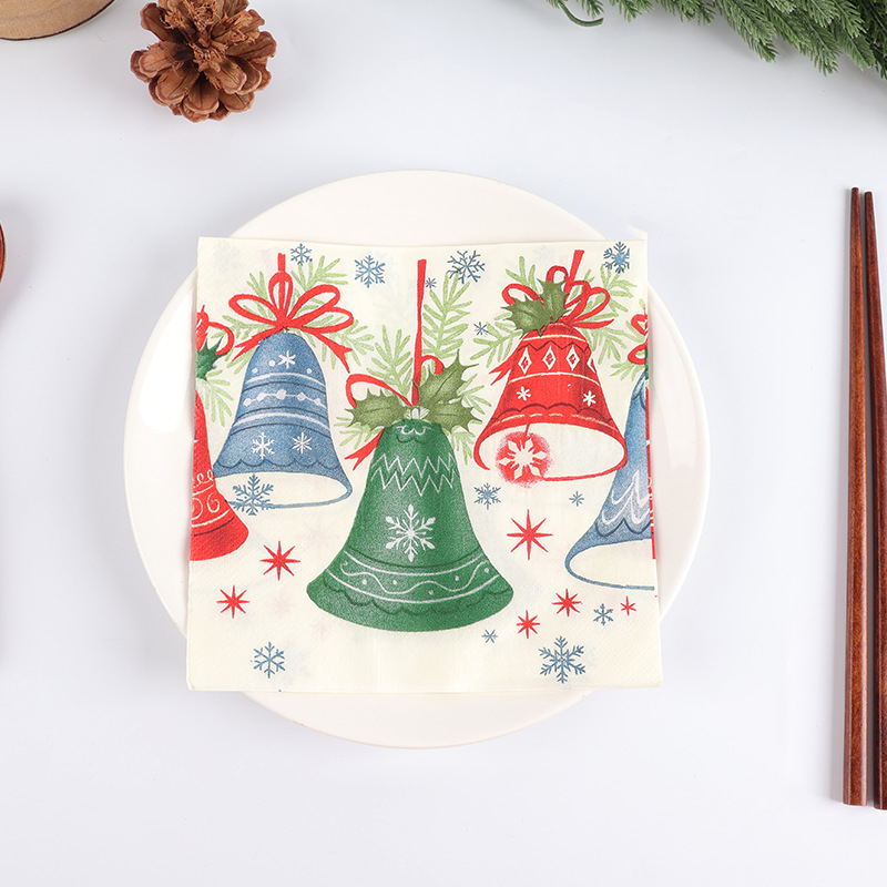 Dvouvrstvová servítka z virgin pulp – 20 listov v balení, s logom, bez vône, prémiovej kvality, 70 g, Vianočný vzor