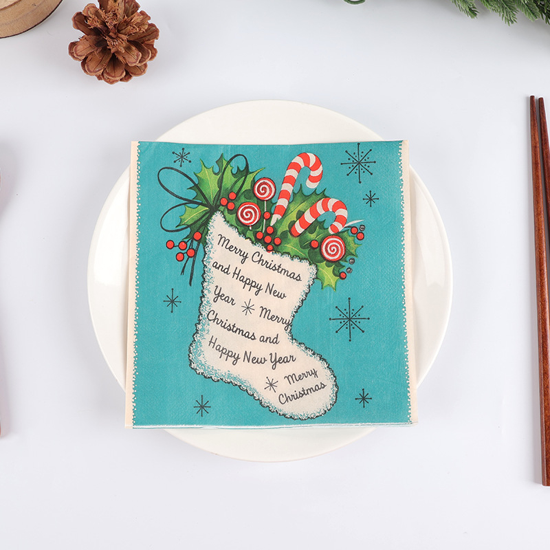 Dvouvrstvová servítka z virgin pulp – 20 listov v balení, s logom, bez vône, prémiovej kvality, 70 g, Vianočný vzor