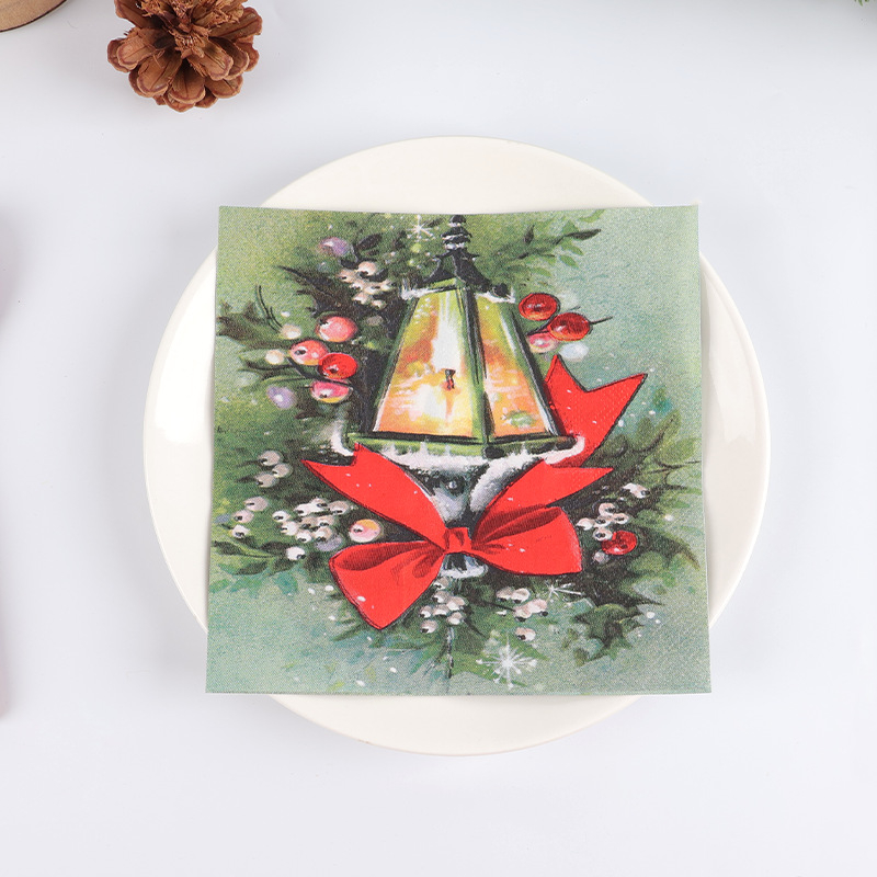 Dvouvrstvová servítka z virgin pulp – 20 listov v balení, s logom, bez vône, prémiovej kvality, 70 g, Vianočný vzor