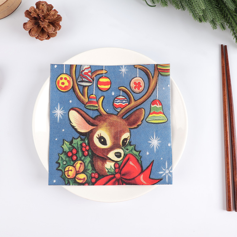 Dvouvrstvová servítka z virgin pulp – 20 listov v balení, s logom, bez vône, prémiovej kvality, 70 g, Vianočný vzor