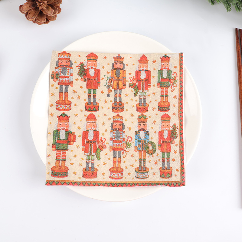 Dvouvrstvová servítka z virgin pulp – 20 listov v balení, s logom, bez vône, prémiovej kvality, 70 g, Vianočný vzor