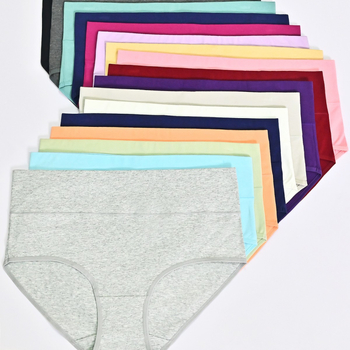 Женско бельо за плюс размер, висока талия, дишащо и оформящо, повдига задните части, памук (95–100% основна материя, 100% памук облицовка)