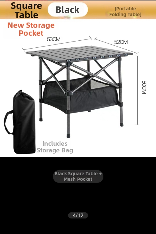 Egg Roll Table — Lauko sulankstomas ilgas stalas kempingui ir kepsninėms, iš anglies plieno, sulankstomas, Egg Roll stilius