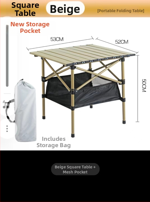 Egg Roll Table — Lauko sulankstomas ilgas stalas kempingui ir kepsninėms, iš anglies plieno, sulankstomas, Egg Roll stilius