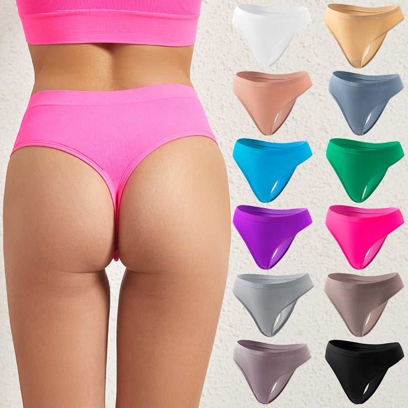 Sima varrat nélküli női tanga, alacsony derekú, nejlonból, pamut betéttel a harántnál, légáteresztő, testformázó