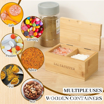 Drevená dóza na korenie so lyžičkou pre soľ a korenie